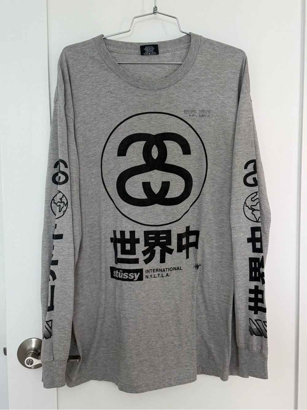 Grey Stussy International  Long Sleeve Tee Size Large